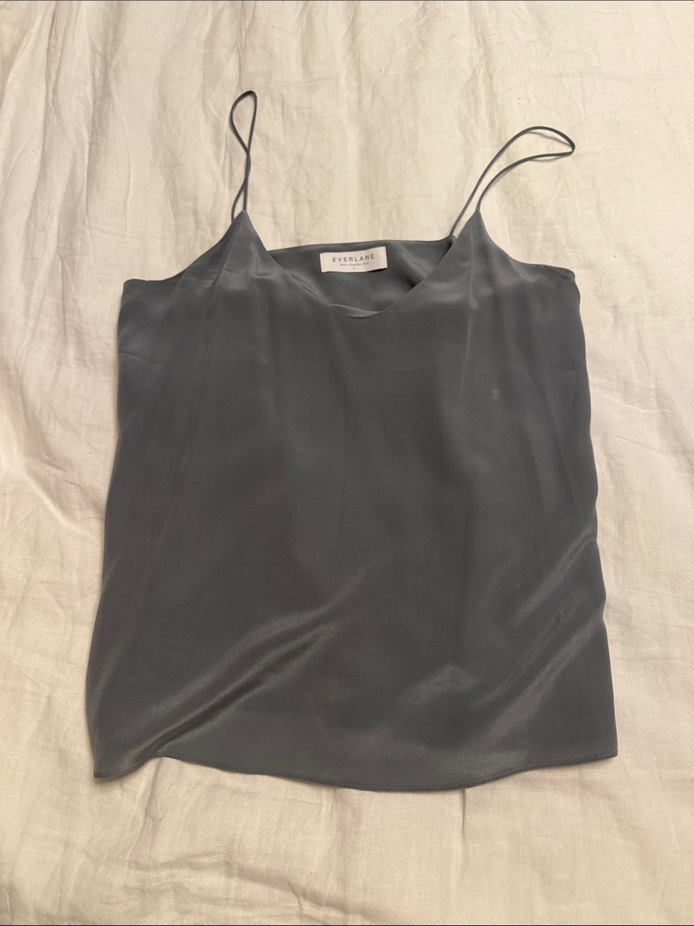 Everlane Slate Grey Silk-Feel Spaghetti Strap Cami